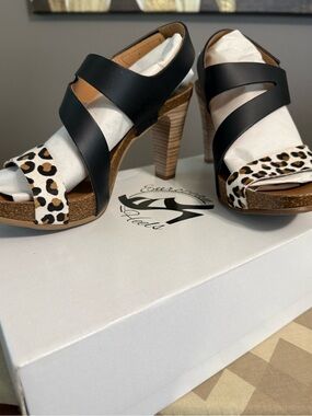 Black & Leopard Peep-Toe High Heel Sandals